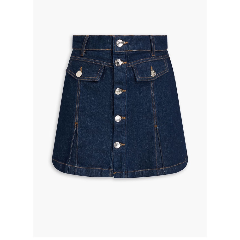 Maje Dark Blue Button-Front Mini Skort - Picture 1 of 3
